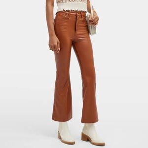 RAG AND BONE Brown Casey Faux Leather Flared Ankle Pants